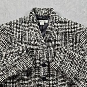 Vintage Pendleton Blazer Womens 8 Black White Virgin Wool Button Front Jacket